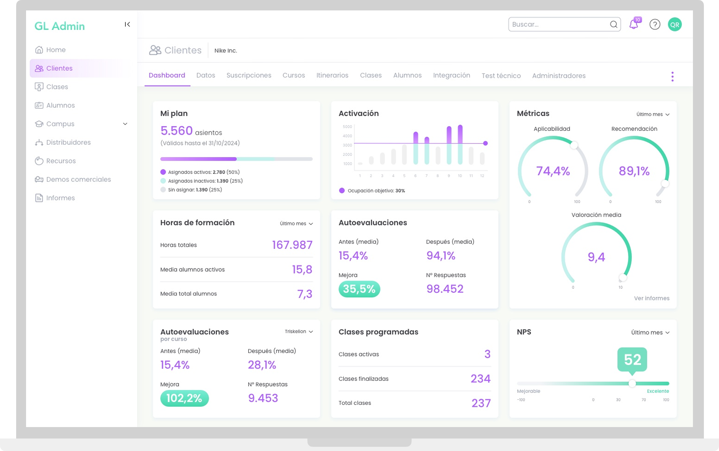 GL Admin – main view